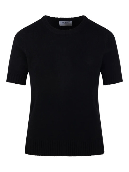  Beyou Short-sleeve Round-neck Jumper - Black 