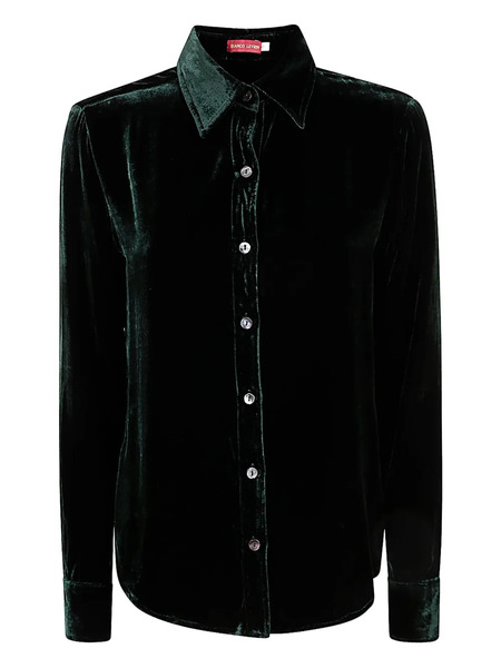  Bianco Levrin Velvet Button Shirt - Green 