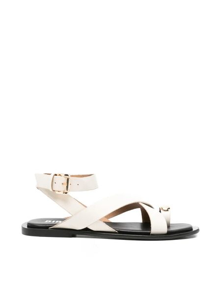  Bibi Lou Vaz Flat Buckle Strap Sandals - White 