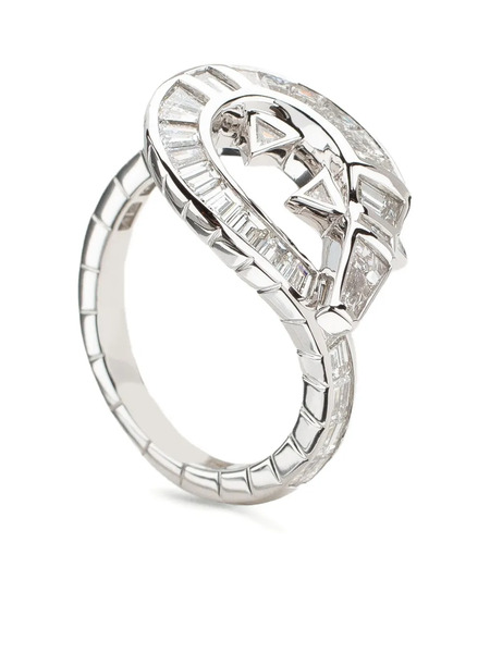 Bibi Van Der Velden 18k White Gold Alligator Twist Diamond Ring - Silver 