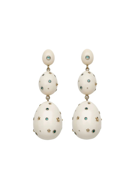  Bibi Van Der Velden 18k Yellow Gold Blue Mammoth Sapphire Egg Earrings 