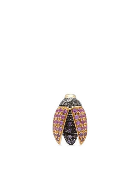  Bibi Van Der Velden 18k Yellow Gold Mini Scarab Diamond And Sapphire Earrings 