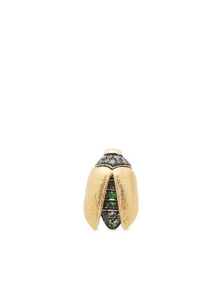  Bibi Van Der Velden 18k Yellow Gold Mini Scarab Diamond And Tsavorite Earring 