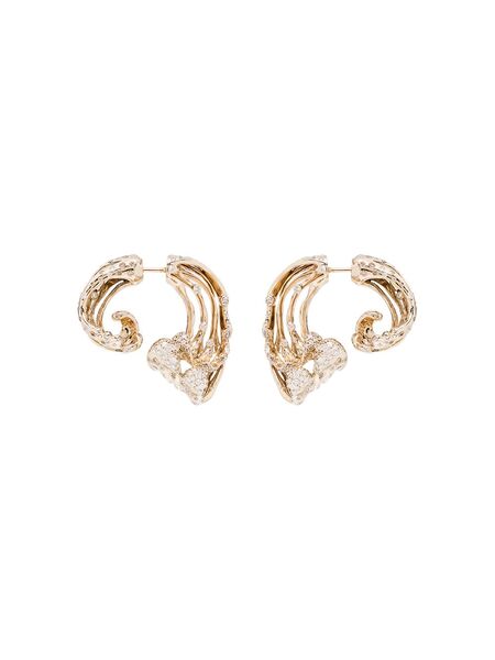  Bibi Van Der Velden 18kt Yellow Gold Wave Diamond Earrings 