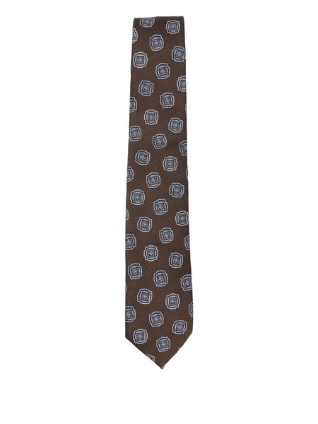  Bigi Milano Patterned Silk Tie - Brown 