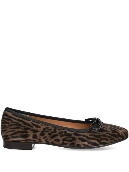  Billi Bi Leopard-print Bow Ballet Flats - Brown 