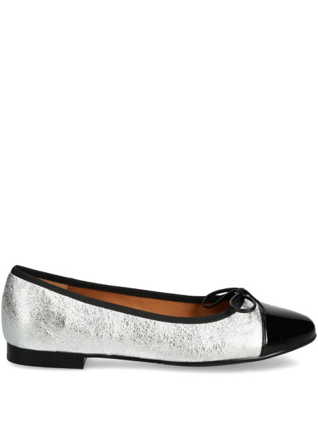  Billi Bi Metallic Bow Ballet Flats - Silver 