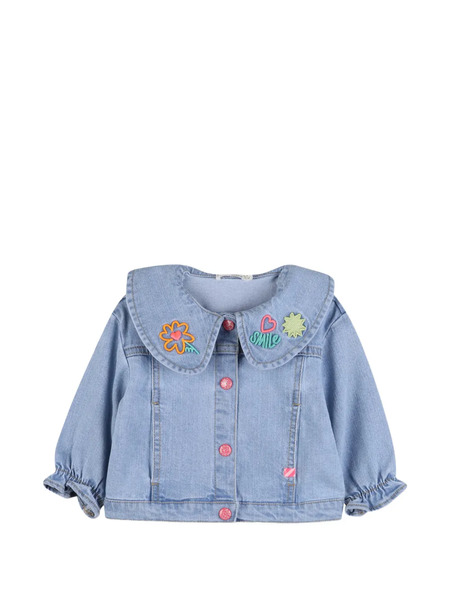  Billieblush Embroidered-collar Denim Jacket - Blue 