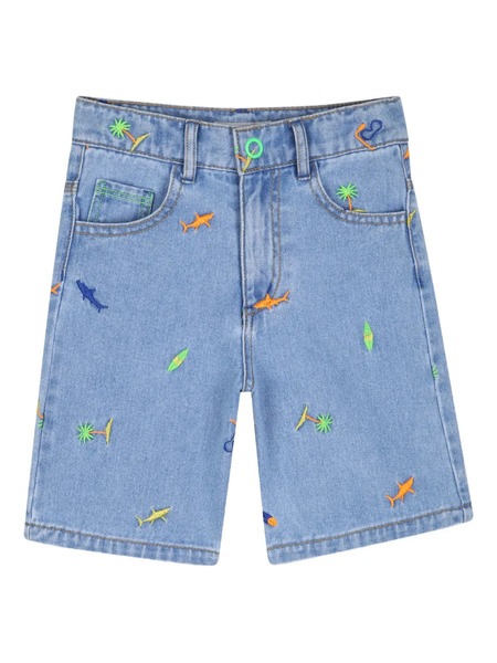  Billieblush Embroidered Denim Bermuda Shorts - Blue 