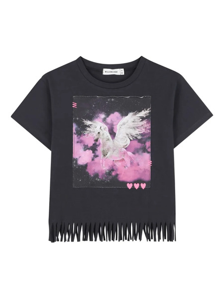  Billieblush Fringed Graphic T-shirt - Grey 