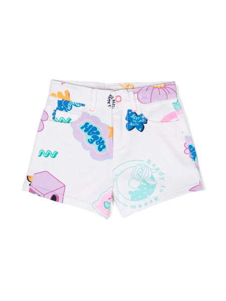  Billieblush Illustration-print Denim Shorts - White 
