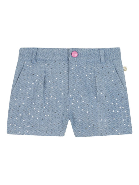 Billieblush Jacquard Pleated Denim Shorts - Blue 