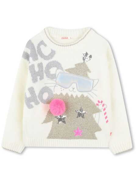  Billieblush Patterned Intarsia Knit Jumper - White 