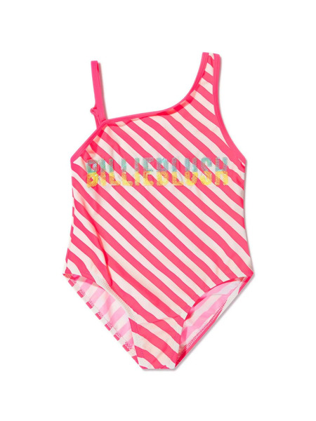  Billieblush Striped One-shoulder Swimsuit - Pink 