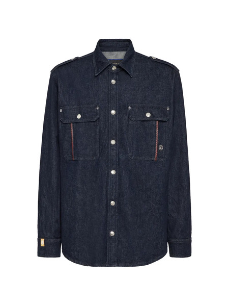  Billionaire Buttoned Denim Shirt - Blue 