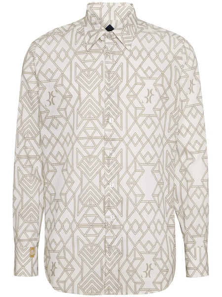  Billionaire Geometric-print Linen Shirt - Neutrals 