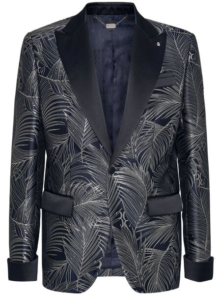  Billionaire Jacquard Single-breasted Blazer - Blue 
