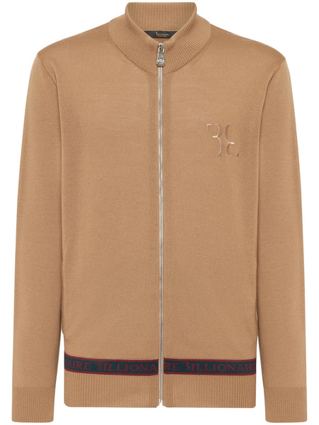  Billionaire Logo-embroidered Zip-up Jumper - Neutrals 