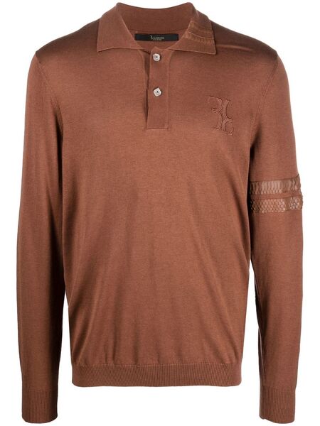  Billionaire Logo-patch Silk Blend Jumper - Brown 