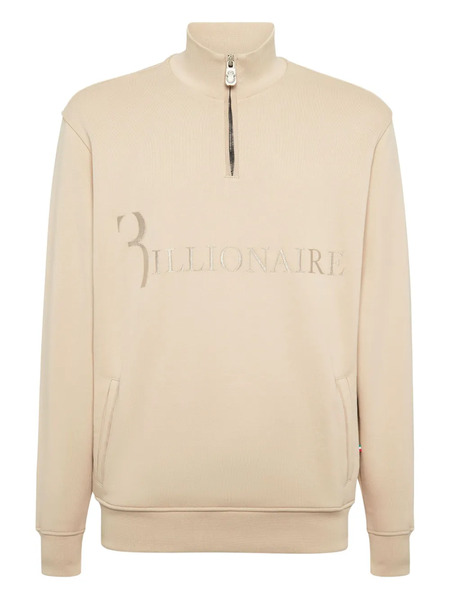  Billionaire Logo-print Half-zip Sweatshirt - Neutrals 