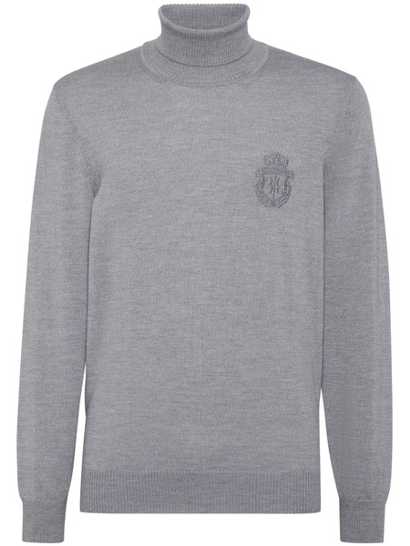  Billionaire Monogram-embroidered Knitted Tutleneck - Grey 