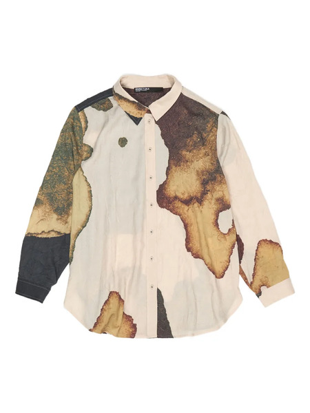  Bimba Y Lola Abstract-print Crinkled Shirt - Neutrals 