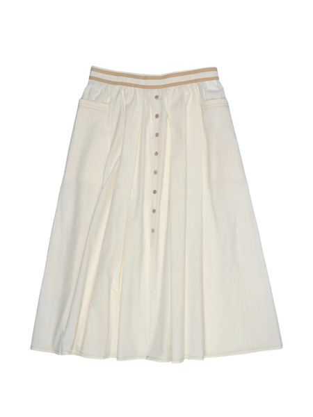  Bimba Y Lola Buttoned Cotton Midi Skirt - White 