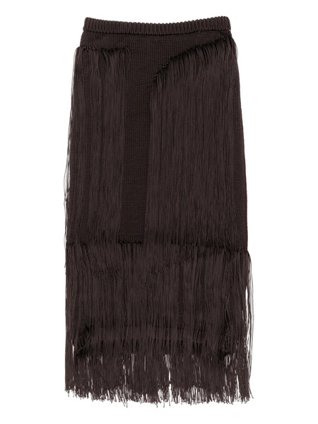 Bimba Y Lola Fringe Layered Skirt - Brown 