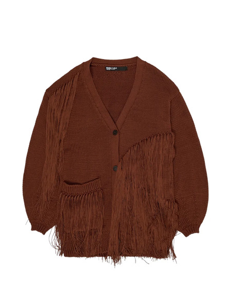  Bimba Y Lola Fringed V-neck Cardigan - Brown 