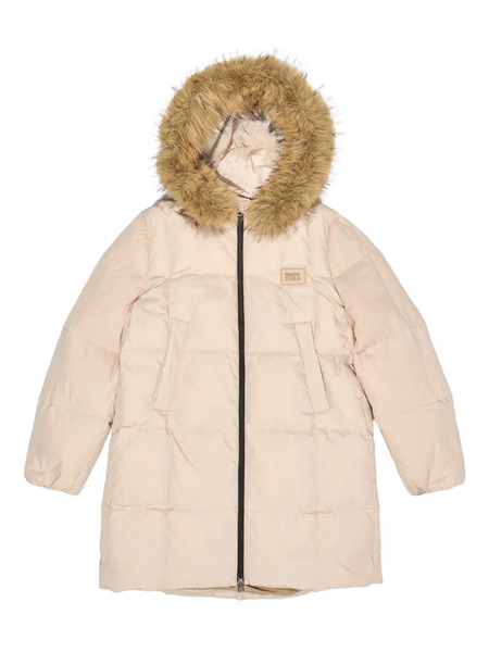  Bimba Y Lola Fur Hooded Puffer Jacket - Neutrals 