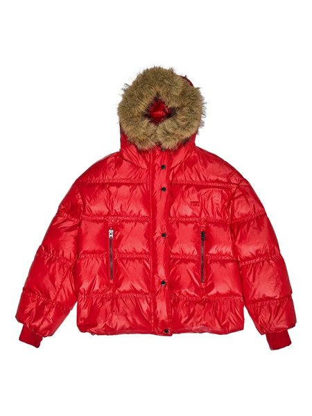  Bimba Y Lola Fur Hooded Puffer Jacket - Red 