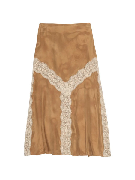  Bimba Y Lola Lace-trim Midi Skirt - Brown 