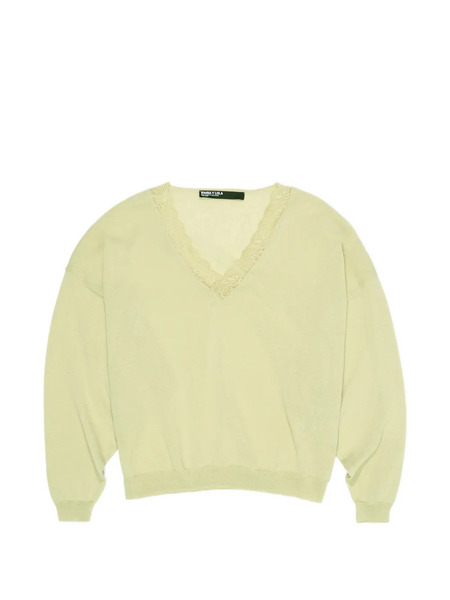  Bimba Y Lola Lace-trim V-neck Top - Green 