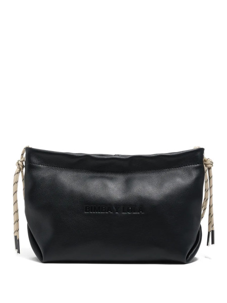  Bimba Y Lola Medium Embossed-logo Drawstring Shoulder Bag - Black 