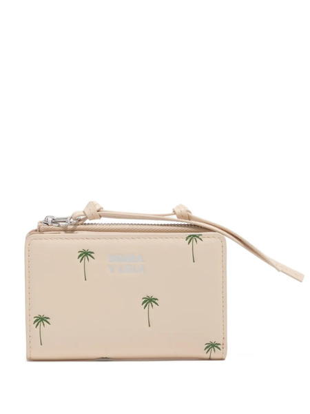  Bimba Y Lola Palms Zip Leather Wallet - Neutrals 