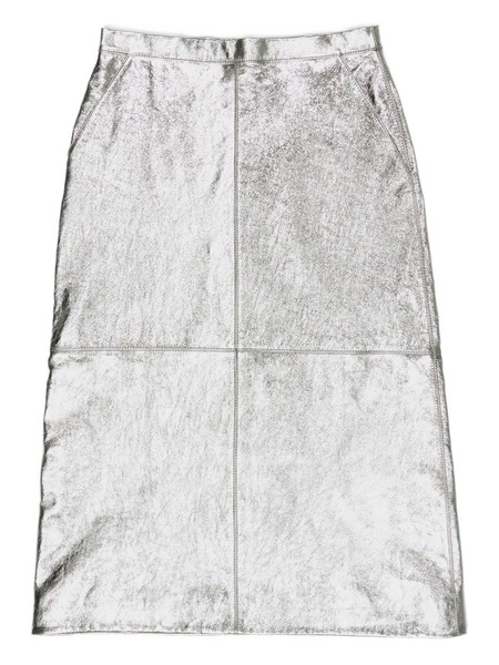  Bimba Y Lola Panelled Suede Midi Skirt - Silver 