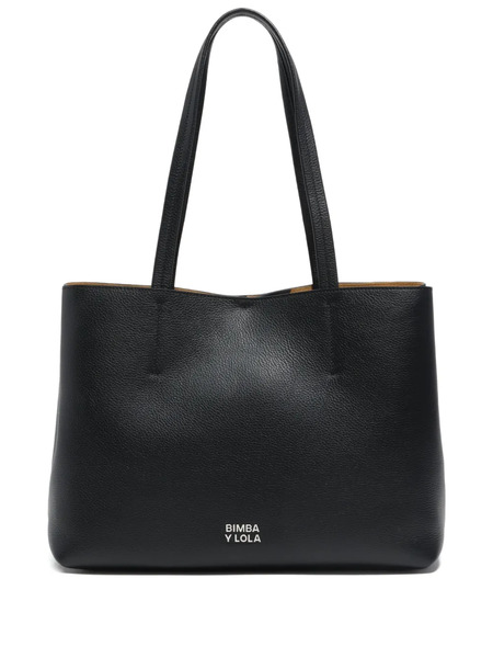  Bimba Y Lola Shopper Leather Tote Bag - Black 