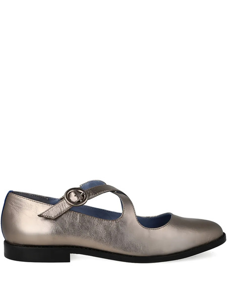  Bird&co Buckle-strap Metallic Leather Ballet Flats - Gold 