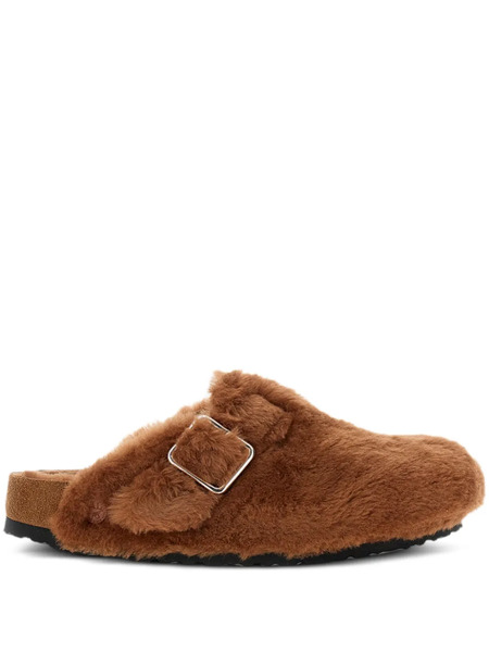  Birkenstock 1774 Shearling Buckle Strap Mules - Brown 