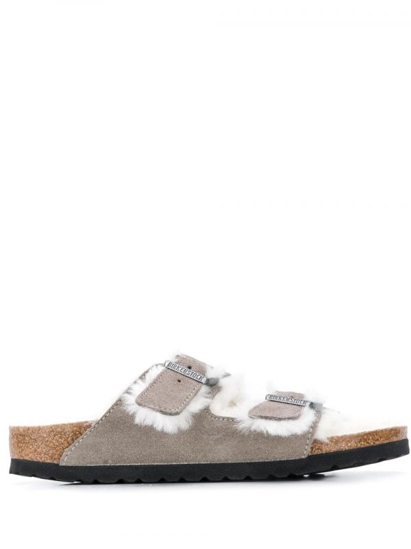  Birkenstock Arizona Two-strap Shearling Sandals - Grey 