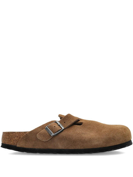  Birkenstock Buckled Suede Flat Mules - Brown 