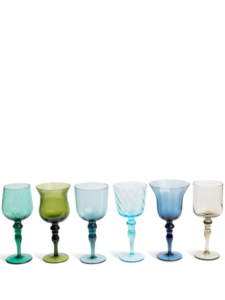  Bitossi Home Assorted Wine Goblets (set Of Six) - Blue 
