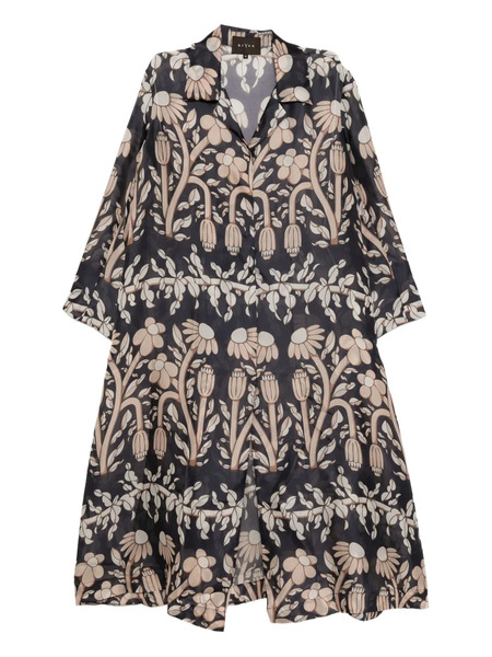  Biyan Floral Print Coat - Blue 
