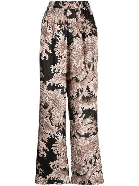  Biyan Floral-print Silk Palazzo Trousers - Brown 