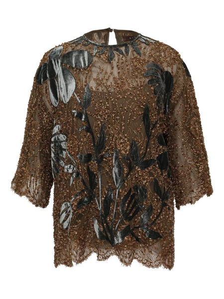  Biyan Flower-embellishment Blouse - Brown 