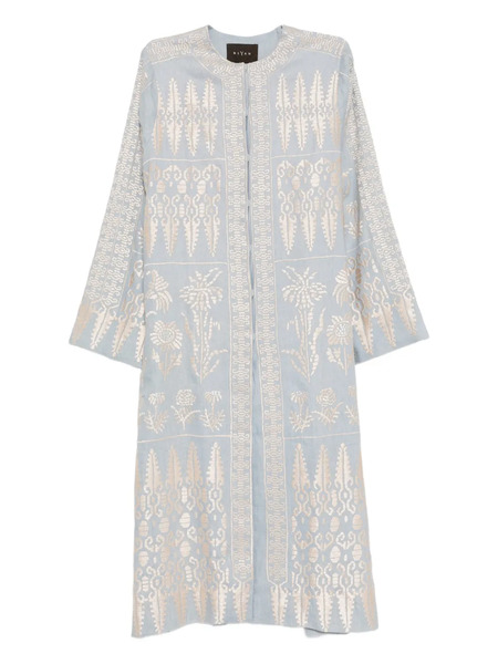  Biyan Pattern-embroidered Linen Dress - Blue 