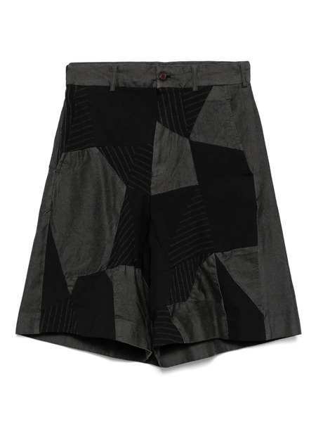  Black Comme Des Garçons Gabardine Patchwork Shorts 