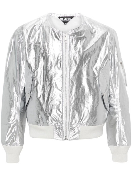 Black Comme Des Garçons Metallic-finish Bomber Jacket - Silver 