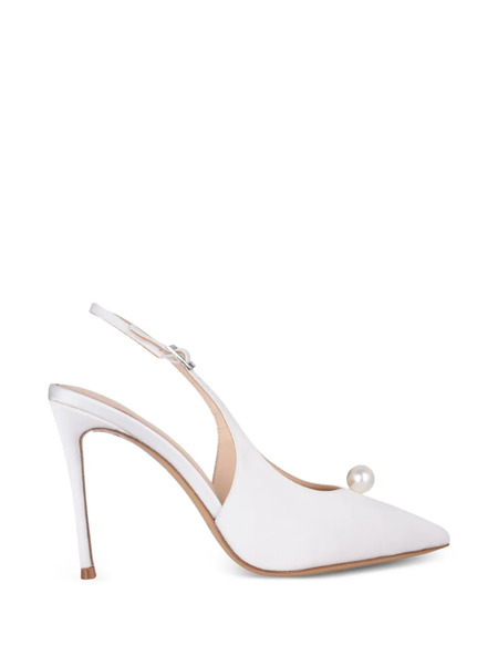  Black Suede Studio Reina Point-toe Slingback Pumps - White 