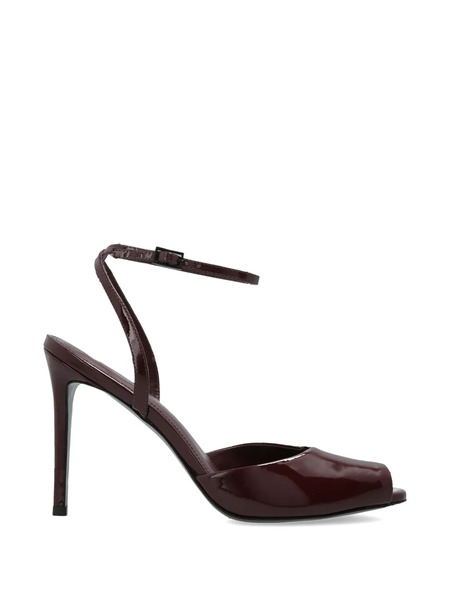  Black Suede Studio Wrne Ankle-strap Peep-toe Heeled Sandals - Red 
